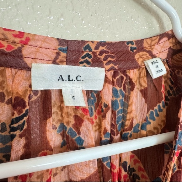 A.L.C. 100% Silk Bohemian Brown Paisley Blouse - Picture 5 of 7